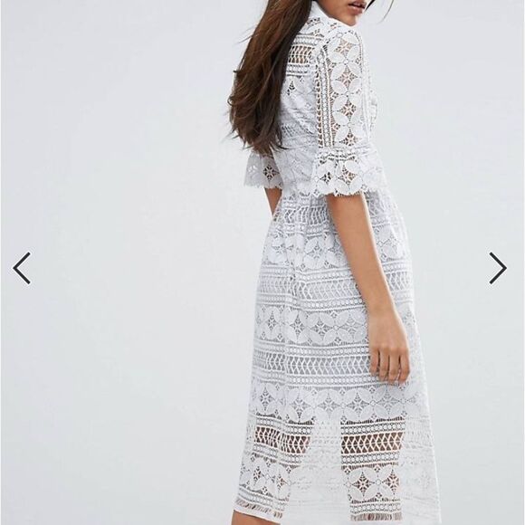 NWT ASOS True Decadence Gray Lace Peter Pan Collar Midi Dress Formal 10 TALL - Picture 11 of 12